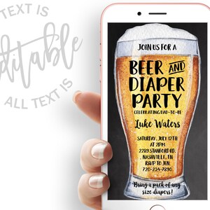 Beer And Diaper Baby Shower Evite Dudes And Diapers Baby Shower Electronic Invitation Guys Diaper Baby Shower Digital Invite Brewing Evite