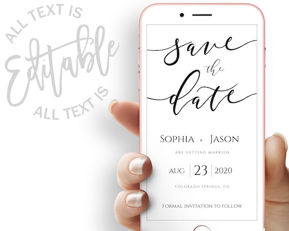 Modern Save the Date Evite Template Simple Save the Date Evite Modern Save the Date Text Invitation Simple Wedding Save Our Date Evite