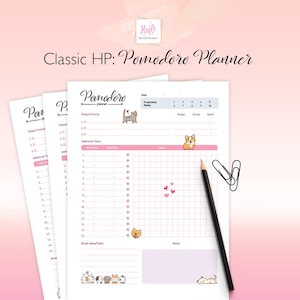 Kawaii Pomodoro Planner Classic HP, Kawaii Pomodoro Planner Printable Classic HP,Kawaii Pomodoro Printable Planner /Free Cover