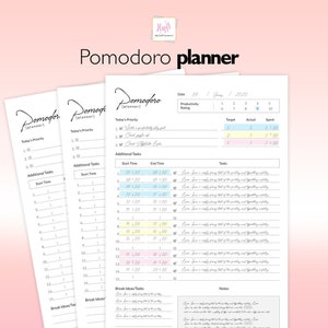 Pomodoro Planner, Pomodoro Planner Printable, Pomodoro Printable  A4/A5/US Letter/Free Cover