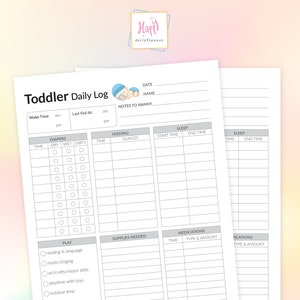 Toddler Daily Log: Daycare Daily Reports Tracker For Newborns Or Nanny Log Book Printable A4 & 8.5x11 inches