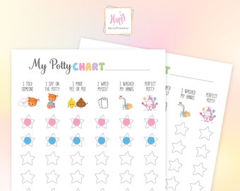 My Potty Chart: Potty Training Chart for Girls, Toilet Routine Training Reward Chart Printable