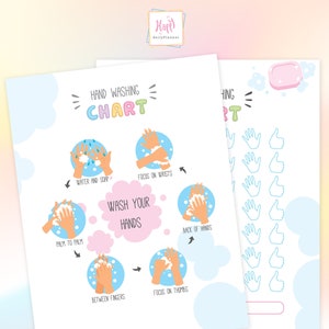 Hand Washing Chart for Kids Printable, Routine Chart,School Chart , Learning Chart,Activates for Kids
