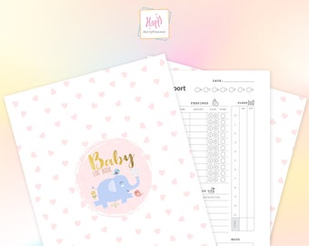 Infant Daily Report for Newborns, Daily Childcare Journal, New Mum Gift Planner. Free Cover