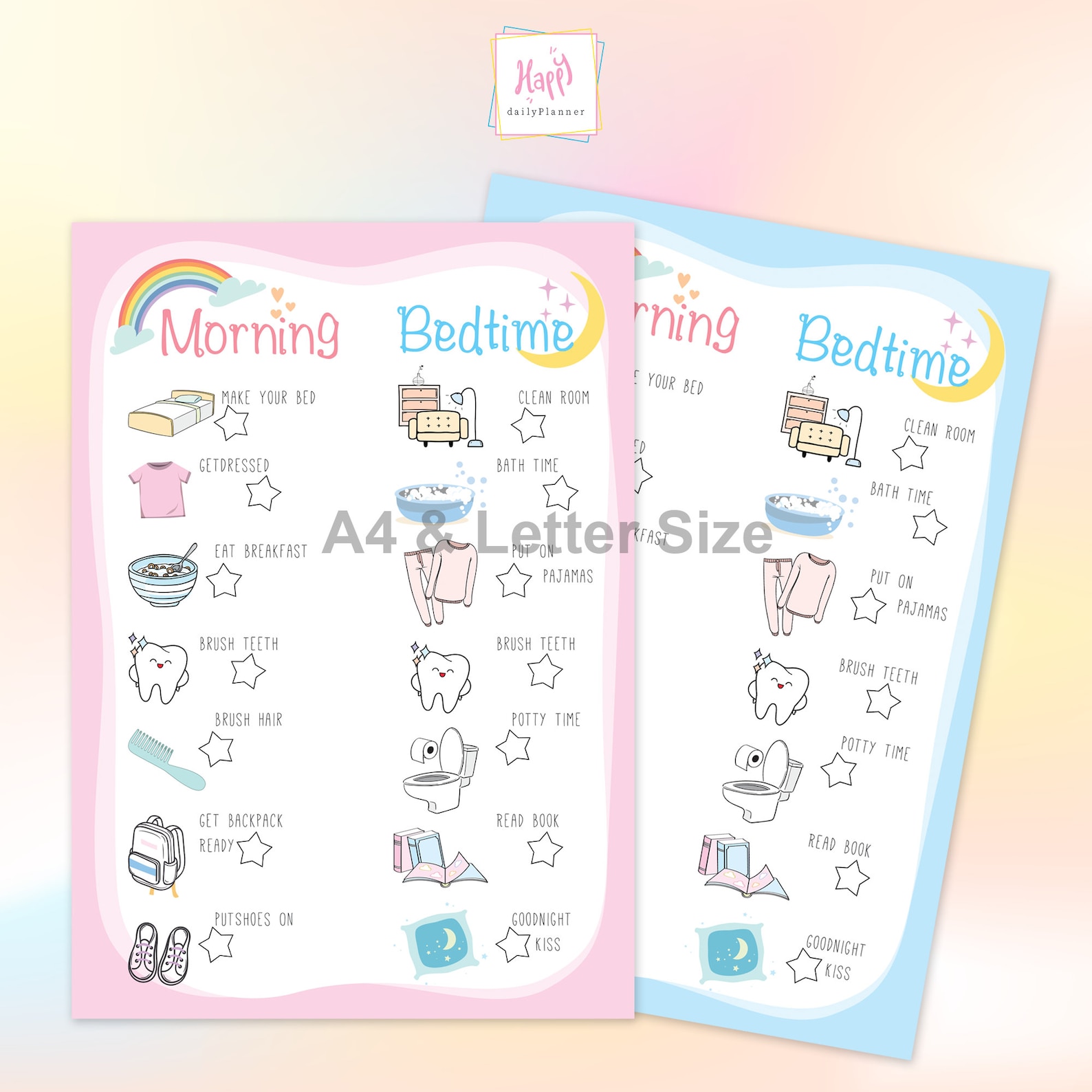 Kids Chore Chart Printable, Morning and Evening Routine - Etsy