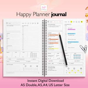 Happy Planner Imprimible A5/A4/US Carta, Planificador de Técnica Pomodoro