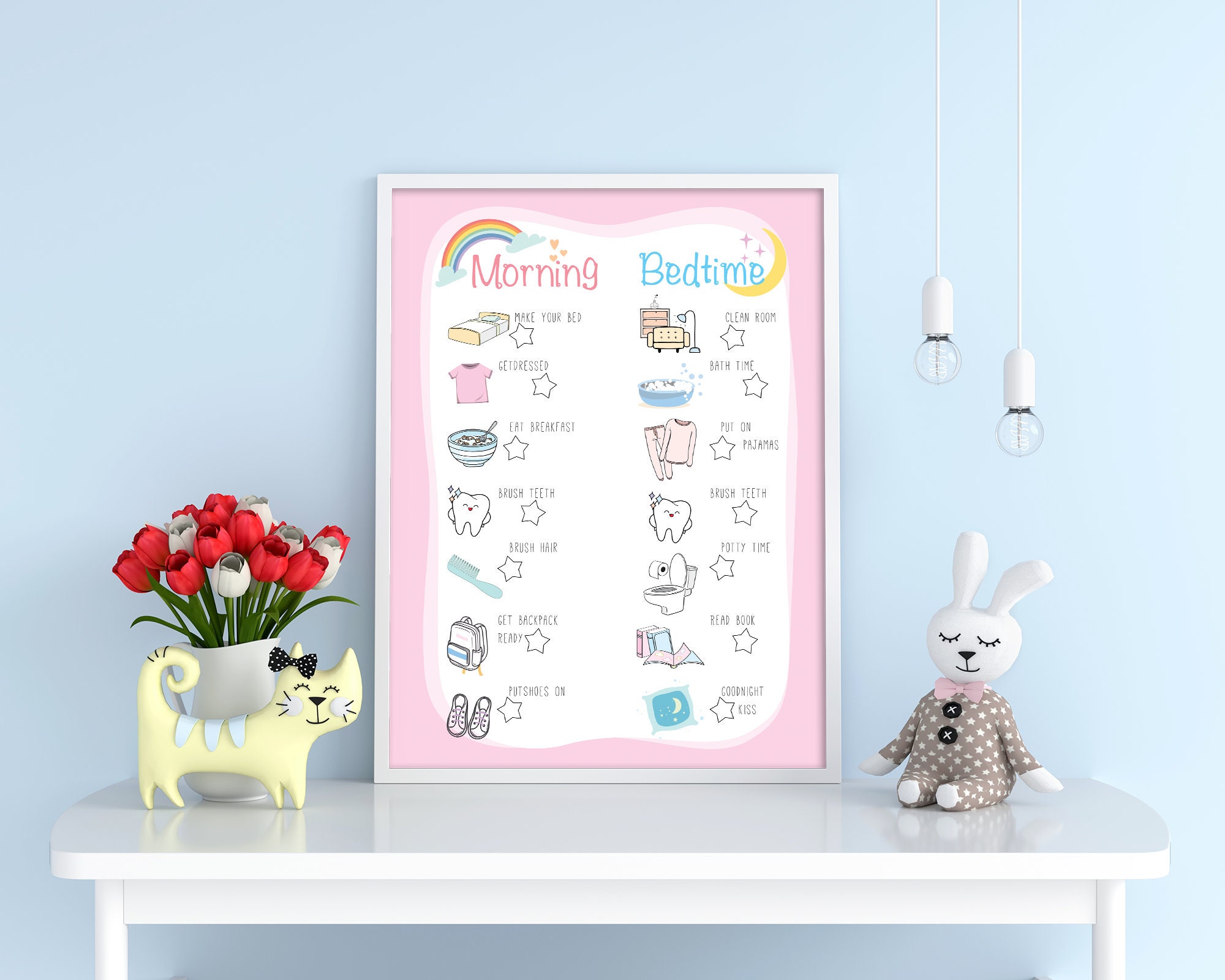 Kids Chore Chart Printable, Morning and Evening Routine - Etsy