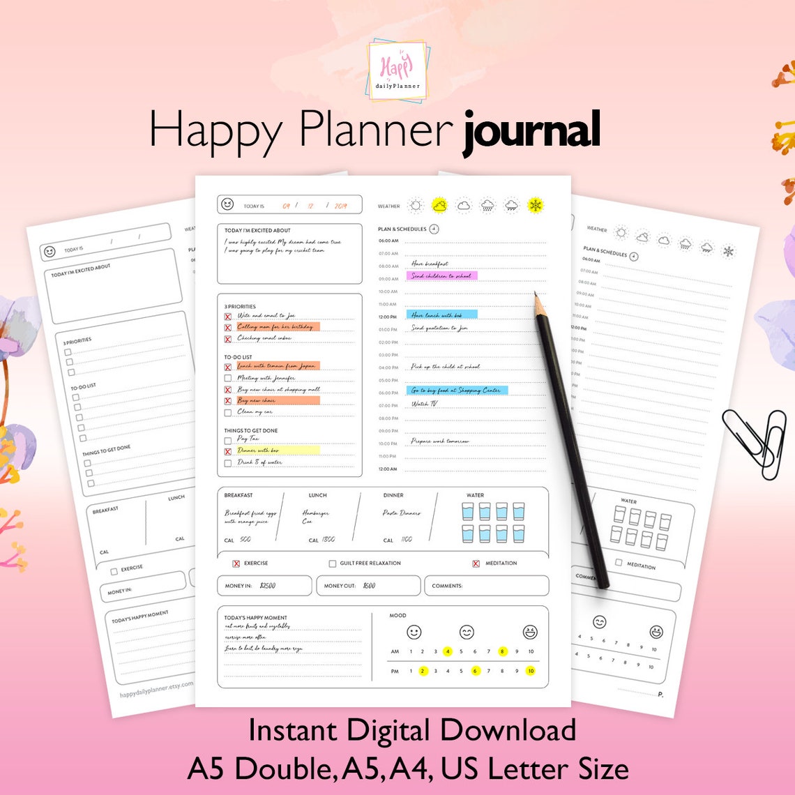 Happy Planner Printable A5/A4/US Letter, Pomodoro Technique Planner Etsy