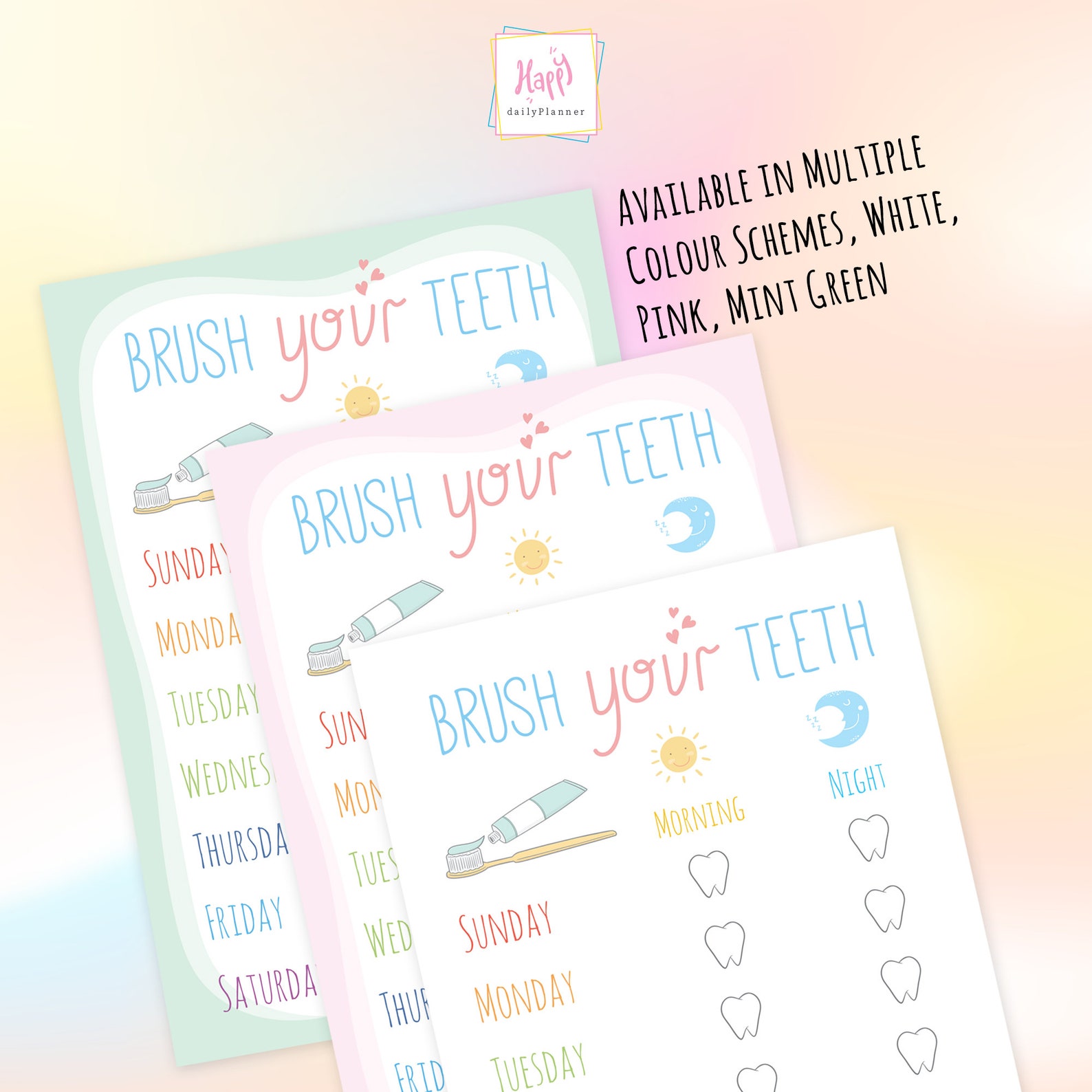 Brush Your Teeth, Tooth Brushing Chart Printable - Etsy