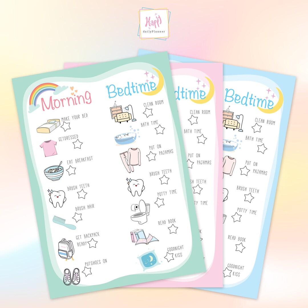 Kids Chore Chart Printable, Morning and Evening Routine - Etsy