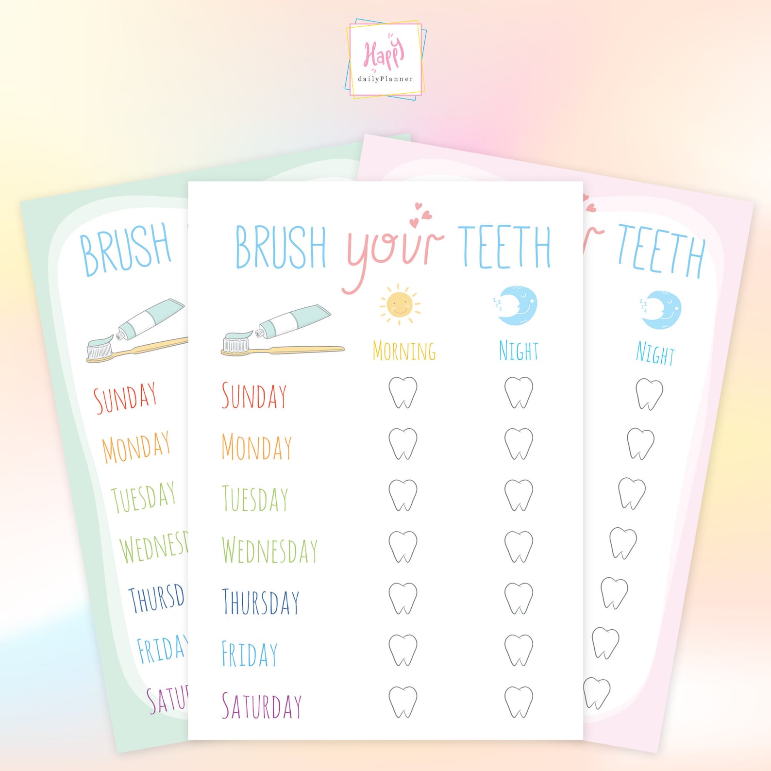 Brush Your Teeth, Tooth Brushing Chart Printable - Etsy