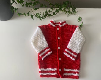 Crochet Pattern-Varsity Sweater (Child Sizes 12-18 months & 2-3 years old)