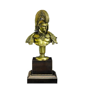 Handgemaakte massief bronzen beeldje standbeeld buste Romeinse rijk legioen officier centurion krijger polystone standaard sokkel ornament