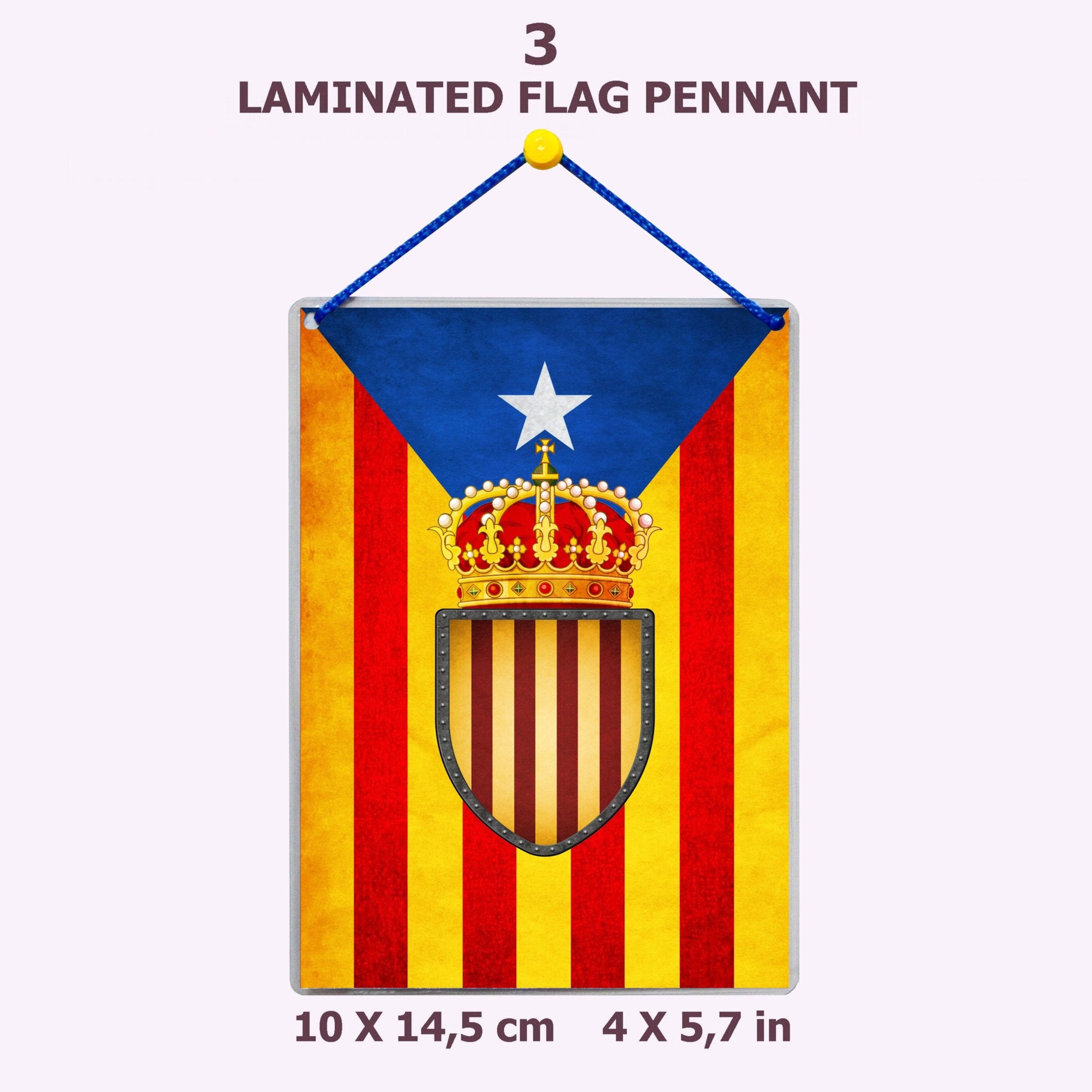 Catalonia Flag Standard Coat of Arms Cotton Canvas Wooden Etsy