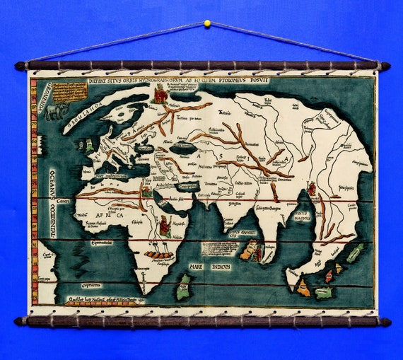 Claudius Ptolemy World Map Antique Rare Claudius Ptolemy World Map 1522 By Laurent Fries | Etsy Ireland