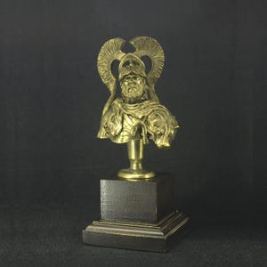 Handmade Handcrafted Solid Bronze Statuette Bust Statue Roman Legion General Polystone Stand Pedestal