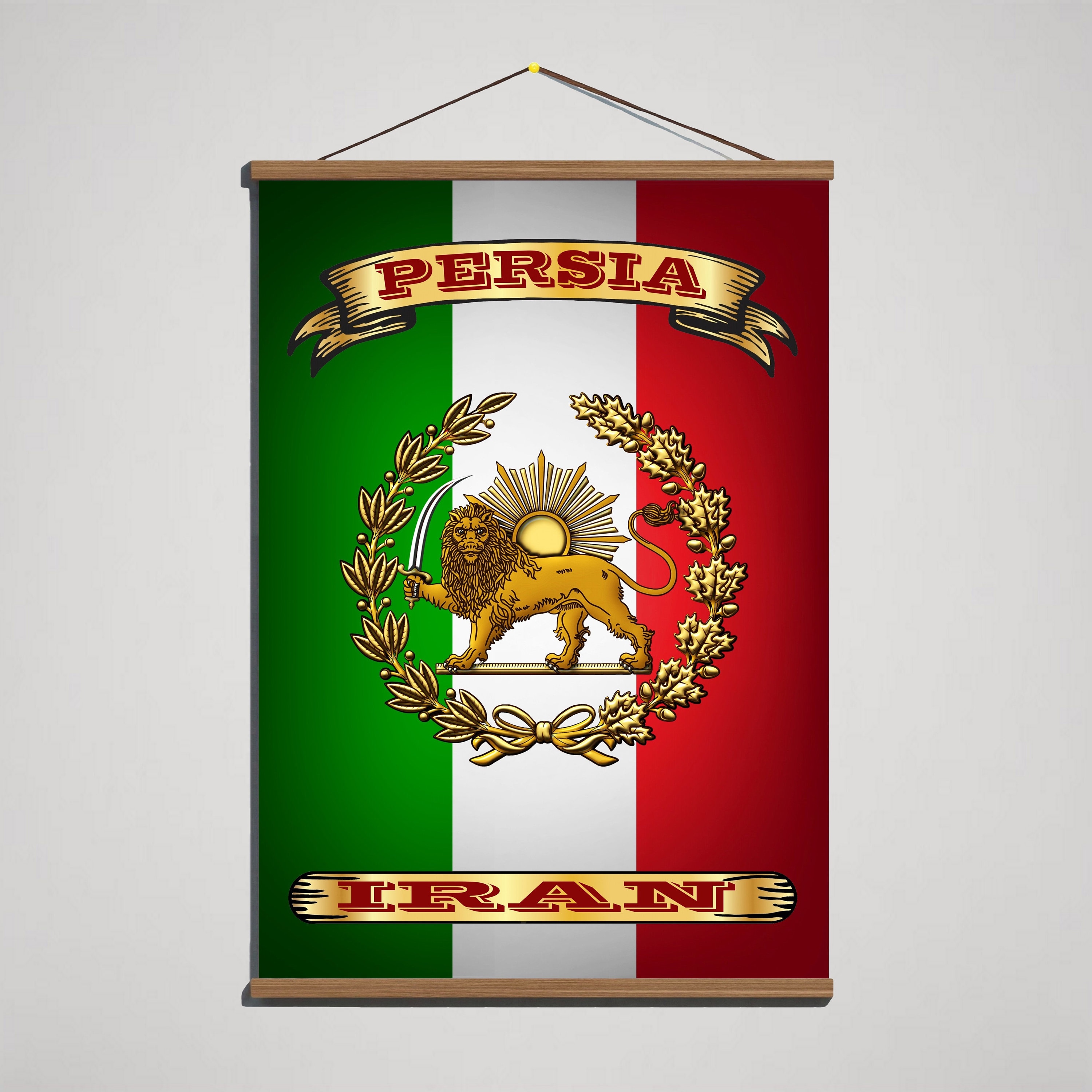 File Delle Bandiere Dell'Iran Su Un Ponte Della Via A Teheran Immagine - Foto 2