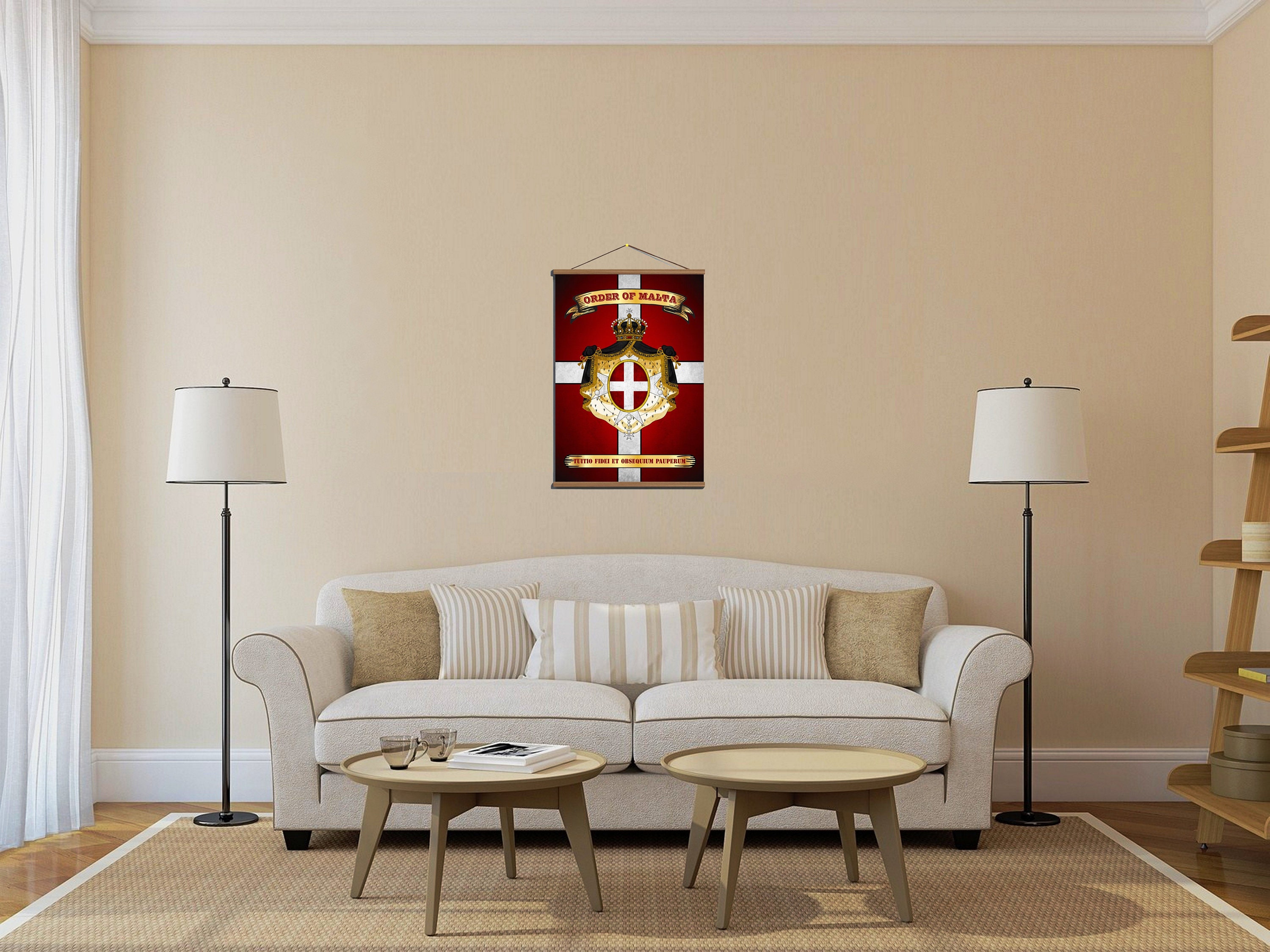 ORDER OF MALTA Rare Flag and Coat of Arms / Cotton Canvas Magnetic ...