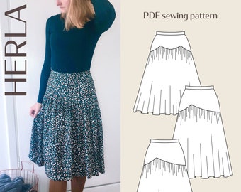 Herla Skirt with Yoke Detail Digital PDF Sewing Pattern // EU 34-52 US 4-22 // Instant Download with Multiple Options