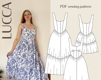 Lucca Vintage Inspired Dress Digital PDF Sewing Pattern // EU 32-60 US 2-30 // Instant Download with Multiple Options