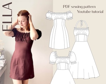 Ella Milkmaid Puff Dress with Multiple Options Digital PDF Sewing Pattern // EU 32-60 US 2-30 // Instant Download with YouTube Tutorial