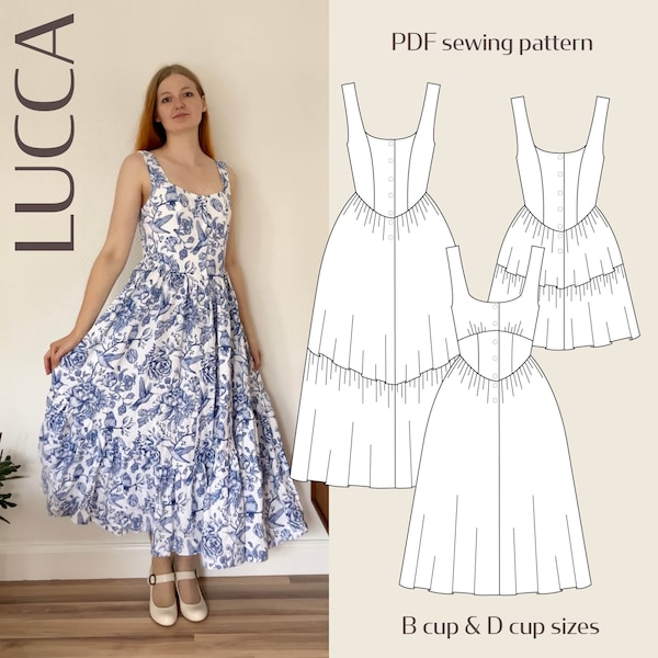 Lucca Vintage Inspired Dress Digital PDF Sewing Pattern // EU 32-60 US 2-30 // Instant Download with Multiple Options