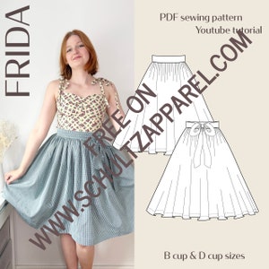 Frida Vintage Inspired Wrap Skirt Digital PDF Sewing Pattern // EU 32-60 US 2-30 // Instant Download // Free Pattern image 2