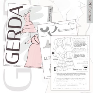 Gerda Big Collar Wrap Dress Digital PDF Sewing Pattern // EU 34-52 US 4