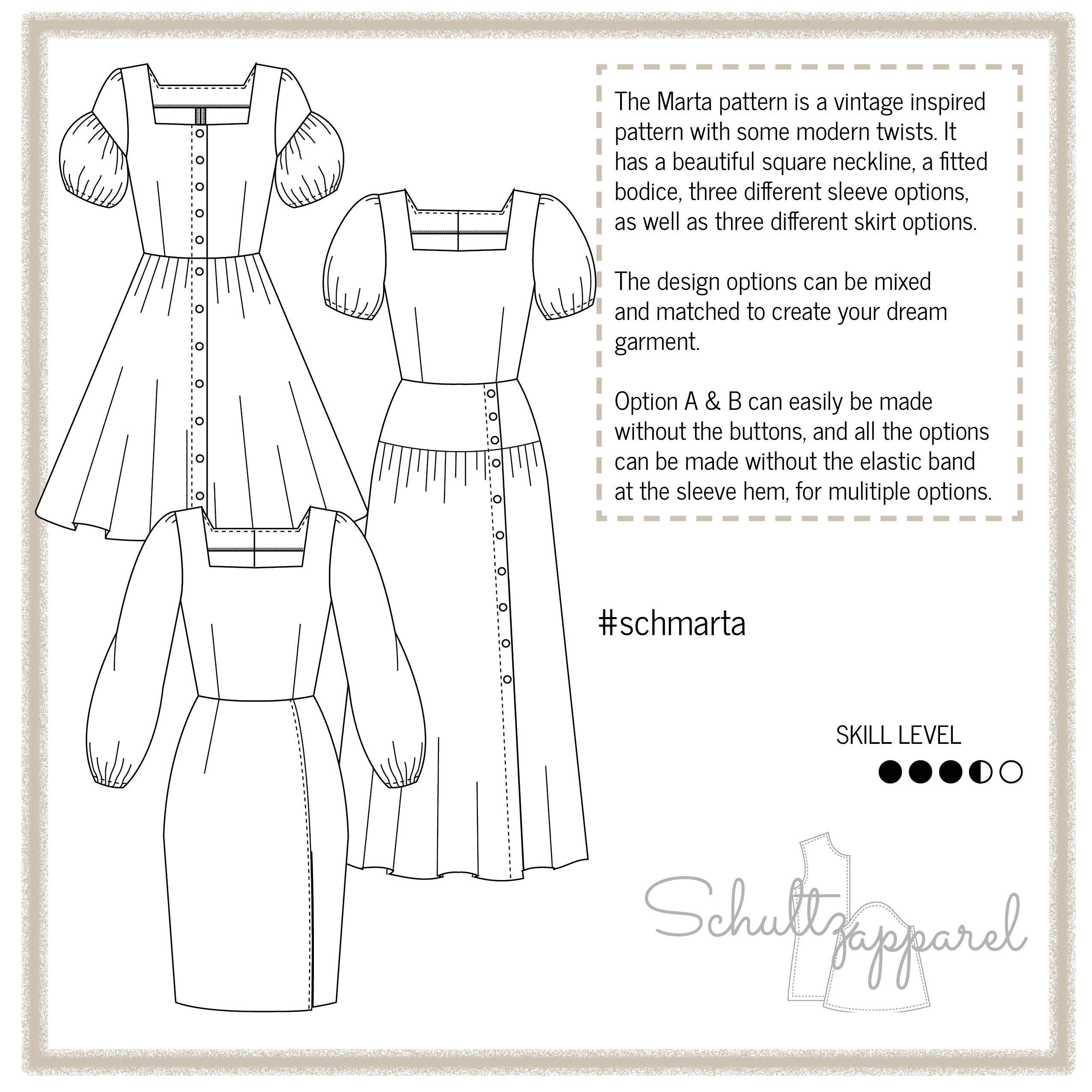 Marta pattern – Dress pattern for women – Fitted sleeve pattern – Pdf ...
