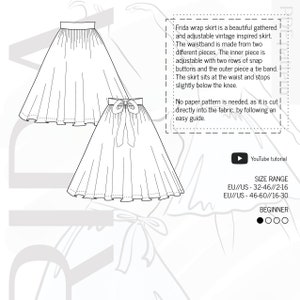 Frida Vintage Inspired Wrap Skirt Digital PDF Sewing Pattern // EU 32-60 US 2-30 // Instant Download // Free Pattern image 6