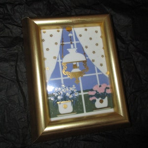 PORSGRUND Raam met gouden print Kunsttegel wandhanger gouden lijst - Anne Marie Odegaard, Noorwegen