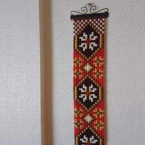 Vintage wool tapestry with bell pull  Norway wall hanging