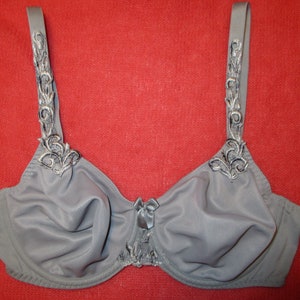New SIMONE PERELE   70D   32D   Andora minimizer gray underwire bra with embroidery detail