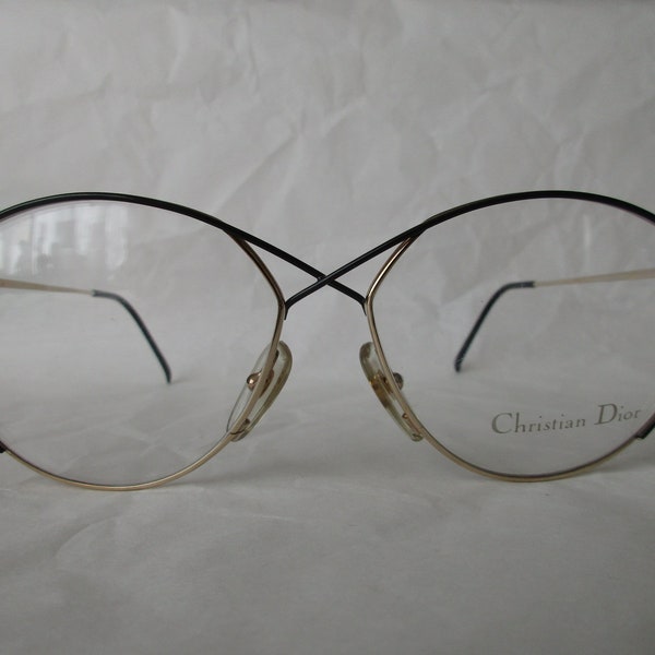 Christian Dior 2390 Lunettes de vue NOS or noir vintage des années 80 surdimensionné avant-gardiste hip hop