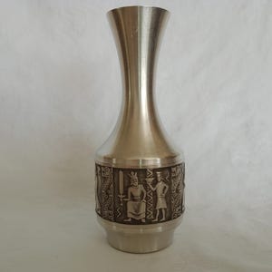 Vintage VIKING PEWTER VASE 17 cm King Warrior tinn Norway