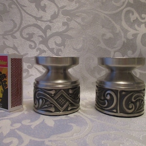 Vintage PEWTER CANDLE HOLDER  Made in Norway tinn  floral decor