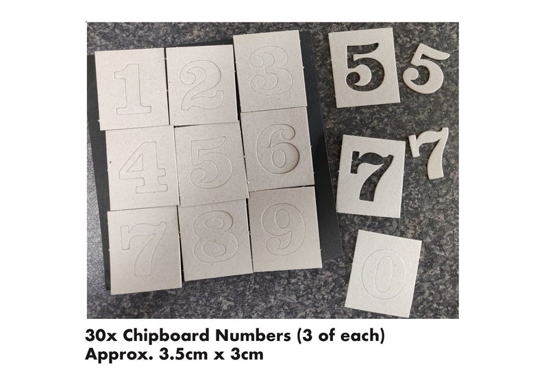30 x Pushout Chipboard cardboard Numbers for Craft Etsy