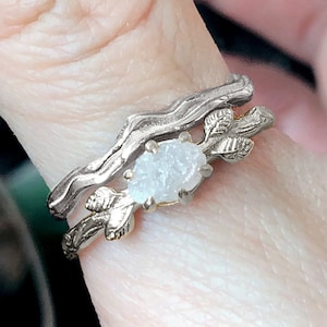 Rohdiamant Brautring, Rohdiamant Ehering Set, Diamantring, Rohsteinring, Braut Set Ring, Rohdiamantring, Diamantring