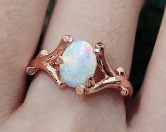 WhiteOpal Engagement Ring For Women, Rose Gold Opal Engagement Ring, Opal ring, Raw Opal Ring, Opal Ring Gift For Her