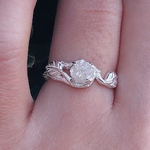 Raw Diamond Solid Silver Ring, Raw Diamond Engagement Rings, Raw Diamond Ring, Uncut Diamond Engagement rings, Rough Diamond Ring