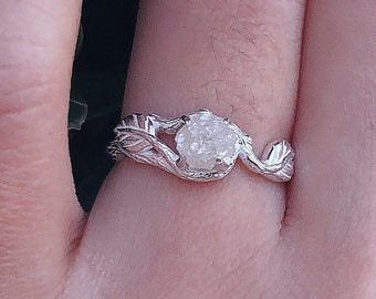 Raw Diamond Solid Silver Ring, Raw Diamond Engagement Rings, Raw Diamond Ring, Uncut Diamond Engagement rings, Rough Diamond Ring