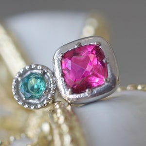 Rare Pink Spinel Studs, Aquamarine Earrings Studs, 14k Pink Spinel studs, Unique Earrings Gifts, Birthstone studs, SINGLE stud