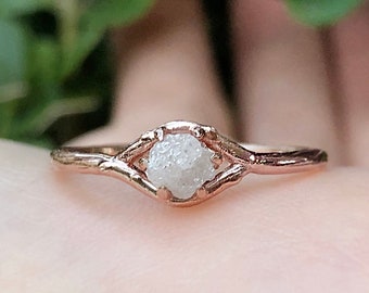Raw Diamond Engagement Ring, 14k Diamond Engagement Ring, Raw Diamond Ring, Engagement Ring, Alternative Engagement Ring,Rough Diamond Ring