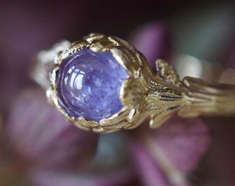 Anillo de compromiso de tanzanita, anillo de compromiso, anillo de oro macizo de 14 k, anillo de tanzanita, anillo de tanzanita púrpura, anillo de compromiso de oro de 14 k