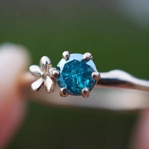 Natural Blue Diamond Engagement Ring, Genuine blue diamond Ring, 14k Gold Blue Diamond Ring, Diamond Engagement ring, Blue Diamond band