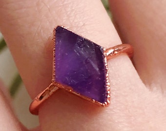 Raw Amethyst Wedding Rings for Woman, Raw Amethyst Solitary Ring, Raw Stone Rings, Raw Amethyst wedding ring, Raw Gemstone Ring