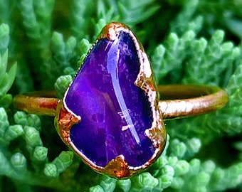 Raw Amethyst Wedding Rings for Woman, Raw Amethyst Ring, Raw Stone Rings, Raw Amethyst wedding Jewelry, Raw Gemstone Ring