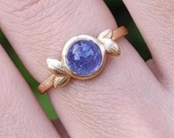 Anillo de compromiso de tanzanita, anillo de compromiso, anillo de oro macizo de 14 k, anillo de tanzanita, anillo de tanzanita púrpura, anillo de compromiso de oro de 14 k