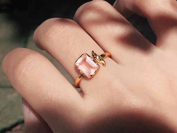 Raw rose sale quartz wedding ring