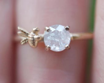 Honey bee Raw Diamond Engagement Ring, Rose cut Raw Diamond Ring, Raw Diamond Ring, Engagement ring, Diamond ring, Raw Diamond